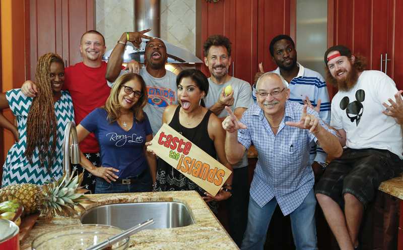 The little show that could... From home kitchen to national TV Calibe, Adam, Rory, Irie, Lisa Lee, Brandon, Lukkee and Tyler on the set of Taste the Islands Season 2 | Photo by David I Muir